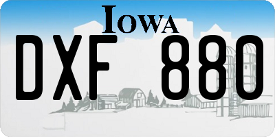 IA license plate DXF880