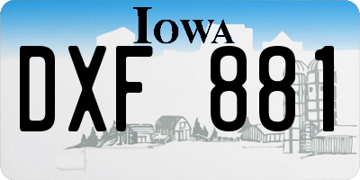 IA license plate DXF881