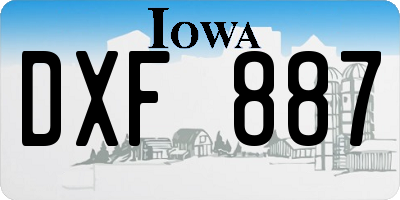IA license plate DXF887