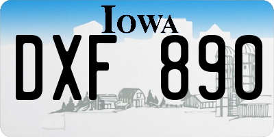 IA license plate DXF890