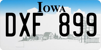 IA license plate DXF899