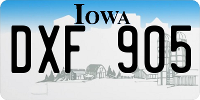 IA license plate DXF905