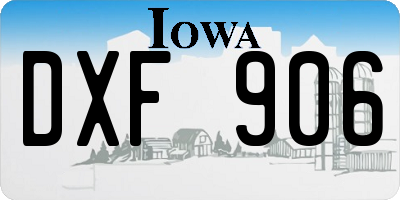 IA license plate DXF906