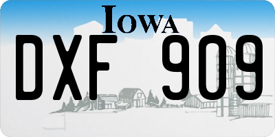 IA license plate DXF909