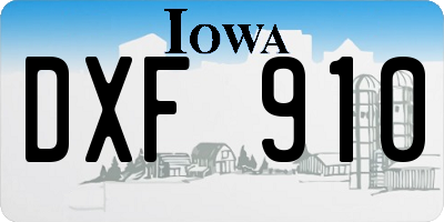 IA license plate DXF910