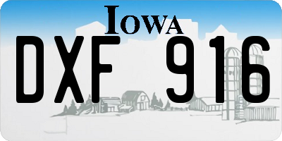 IA license plate DXF916