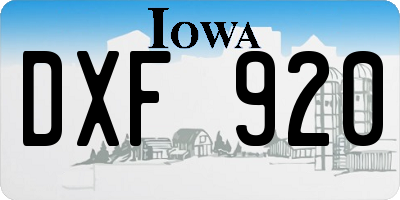 IA license plate DXF920