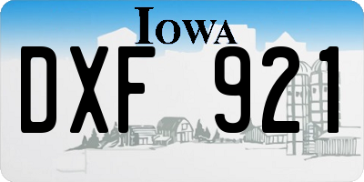 IA license plate DXF921