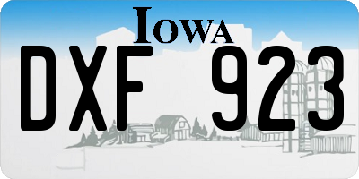 IA license plate DXF923