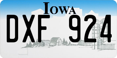 IA license plate DXF924