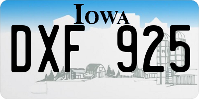 IA license plate DXF925