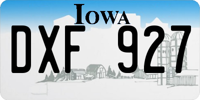 IA license plate DXF927