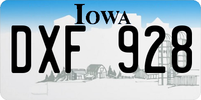 IA license plate DXF928