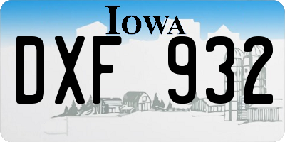 IA license plate DXF932