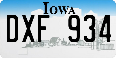 IA license plate DXF934
