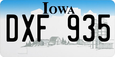 IA license plate DXF935
