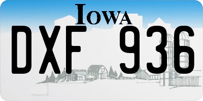 IA license plate DXF936