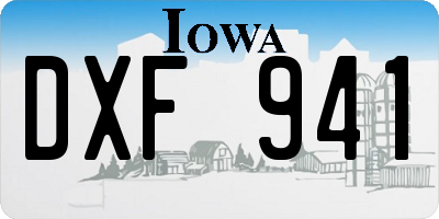 IA license plate DXF941