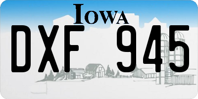 IA license plate DXF945