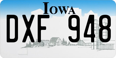 IA license plate DXF948