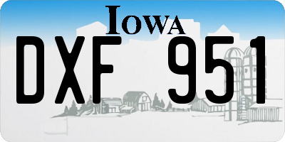 IA license plate DXF951
