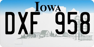 IA license plate DXF958