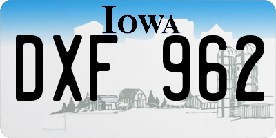 IA license plate DXF962