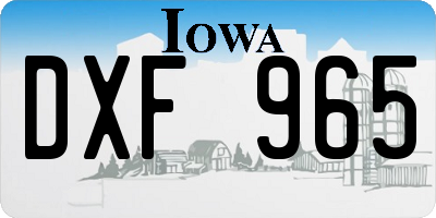 IA license plate DXF965