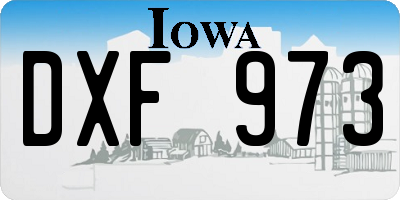 IA license plate DXF973