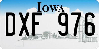 IA license plate DXF976