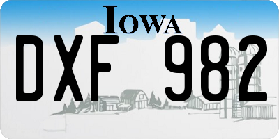 IA license plate DXF982