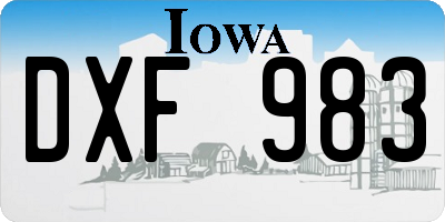 IA license plate DXF983