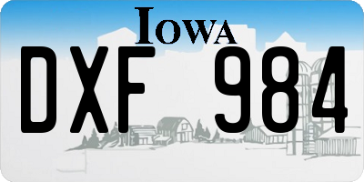 IA license plate DXF984