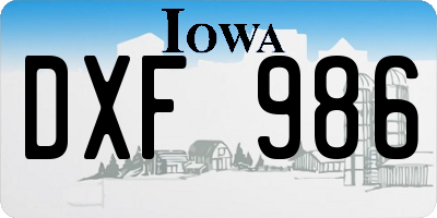 IA license plate DXF986