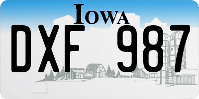 IA license plate DXF987