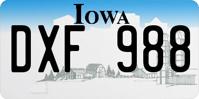 IA license plate DXF988