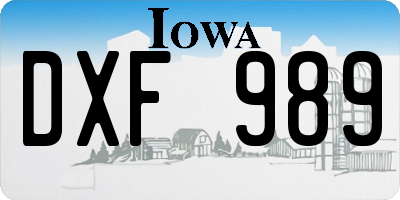 IA license plate DXF989