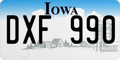 IA license plate DXF990