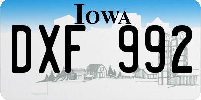 IA license plate DXF992