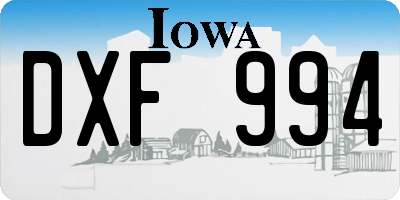 IA license plate DXF994