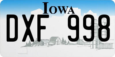 IA license plate DXF998