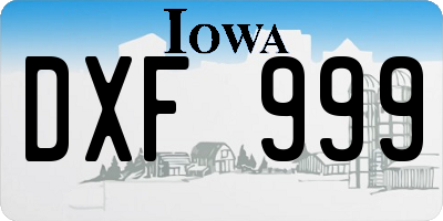 IA license plate DXF999