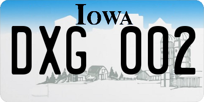 IA license plate DXG002