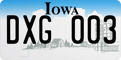IA license plate DXG003