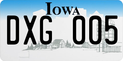 IA license plate DXG005