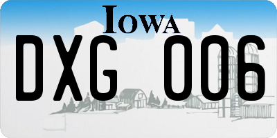 IA license plate DXG006