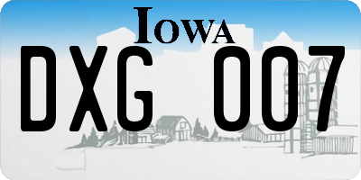 IA license plate DXG007
