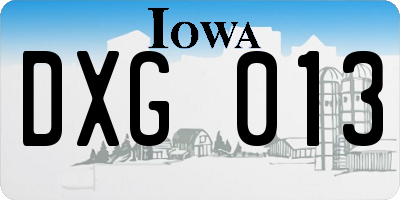 IA license plate DXG013