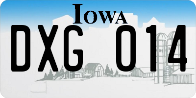 IA license plate DXG014