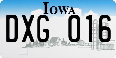IA license plate DXG016